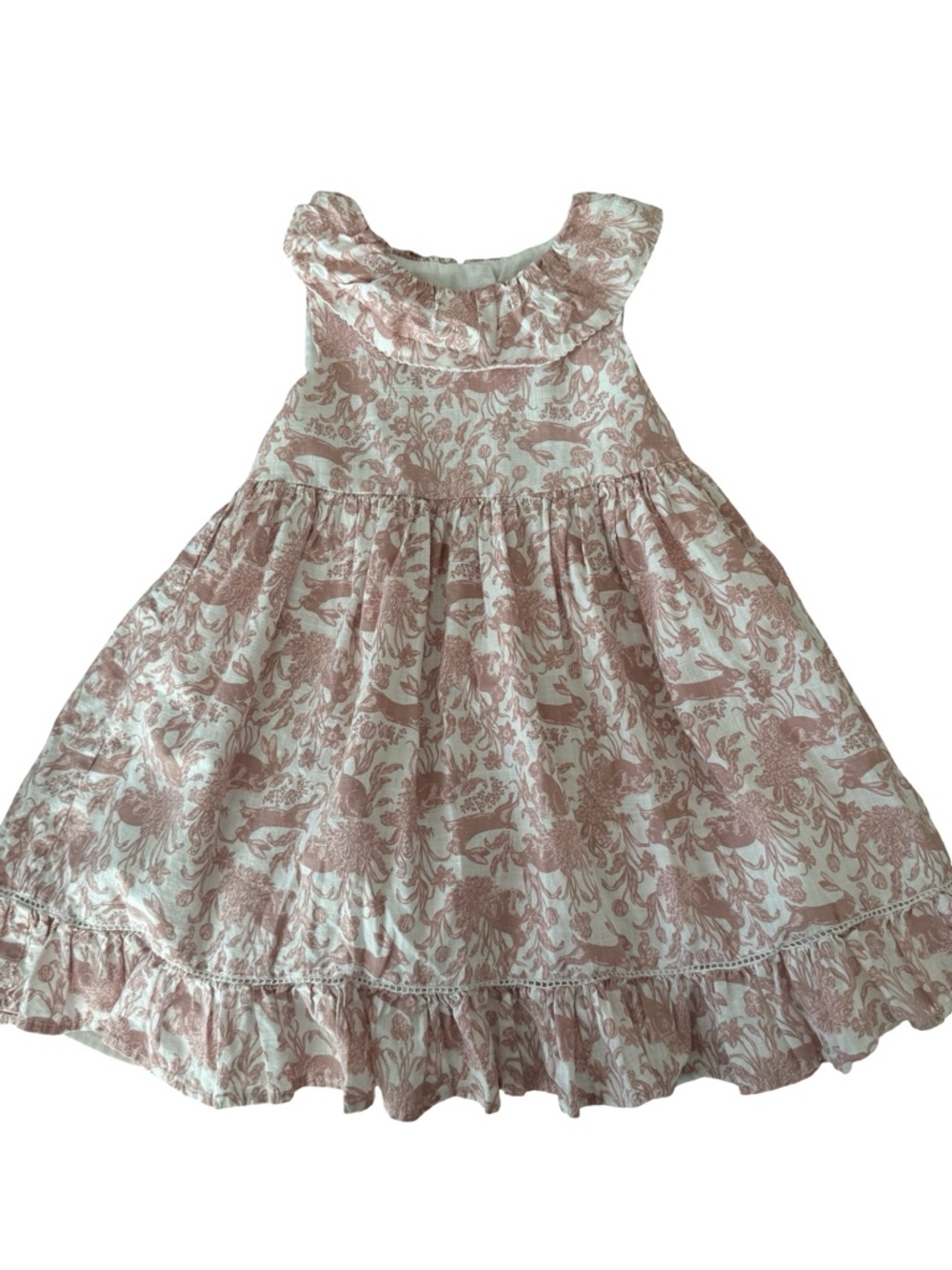 Girls 5T Pink Floral Ruffle Dress Cottagecore Sleeveless Party Easter - Picture 3 of 9